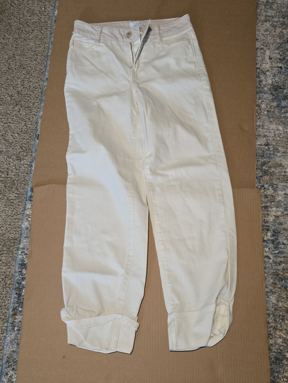 Time and Tru Cream Cropped Wide-Leg Pants #100